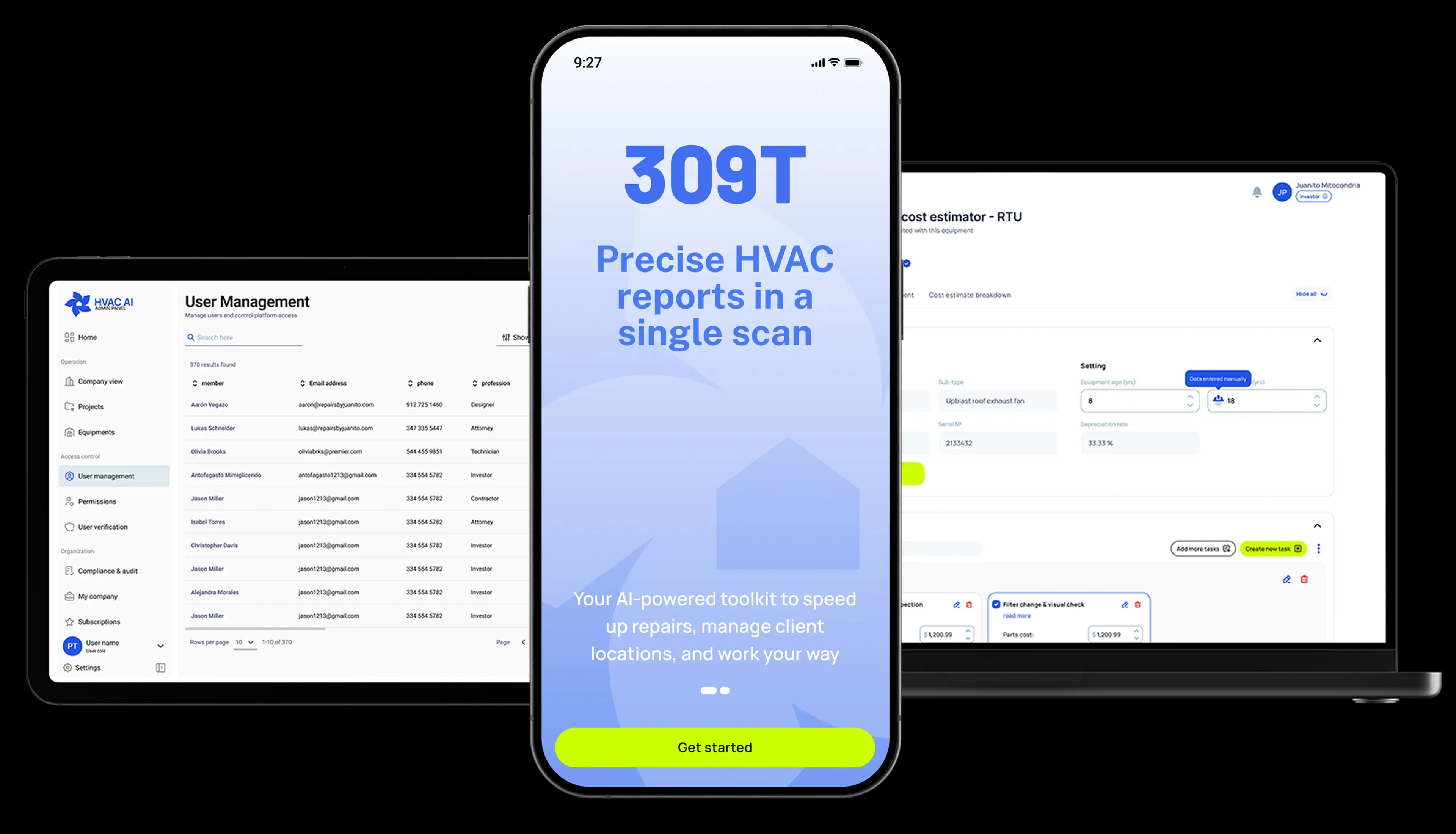 309T Interface on Laptop, Tablet and Mobile